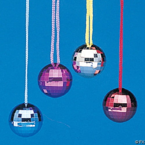 Disco Ball Necklace Slv Metallic Look Plastic Disco Balls 70/'s Novelty Jewery